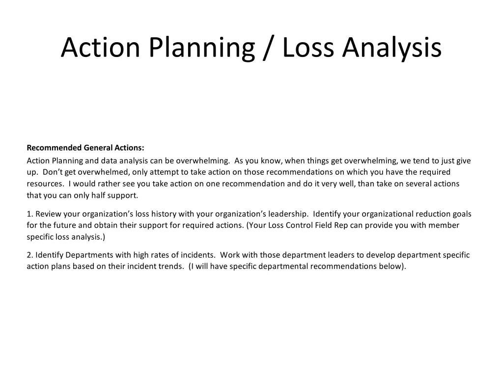 action planning loss analysis