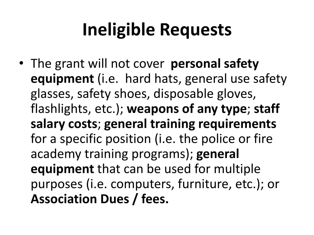 ineligible requests