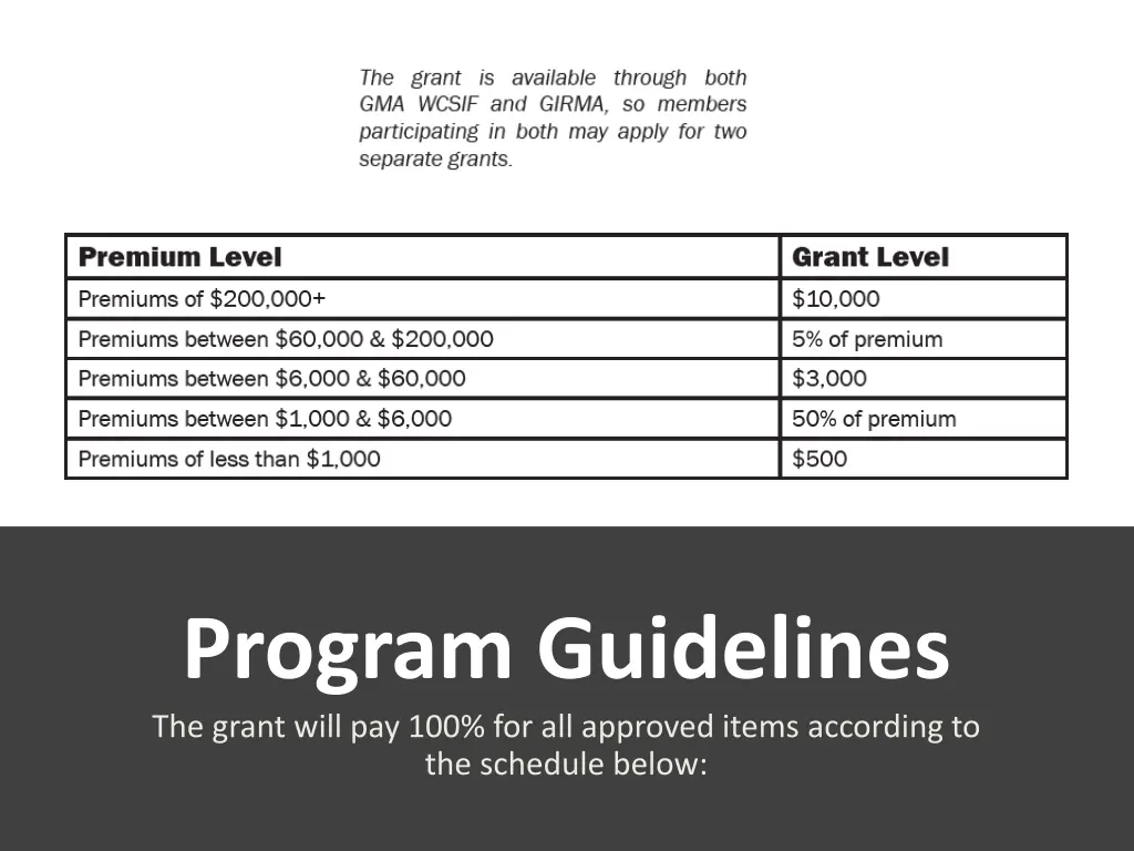 program guidelines the grant will