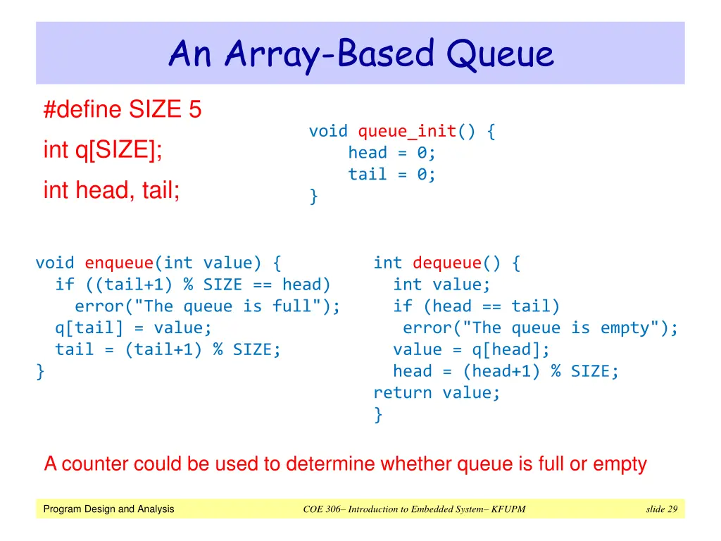 an array based queue