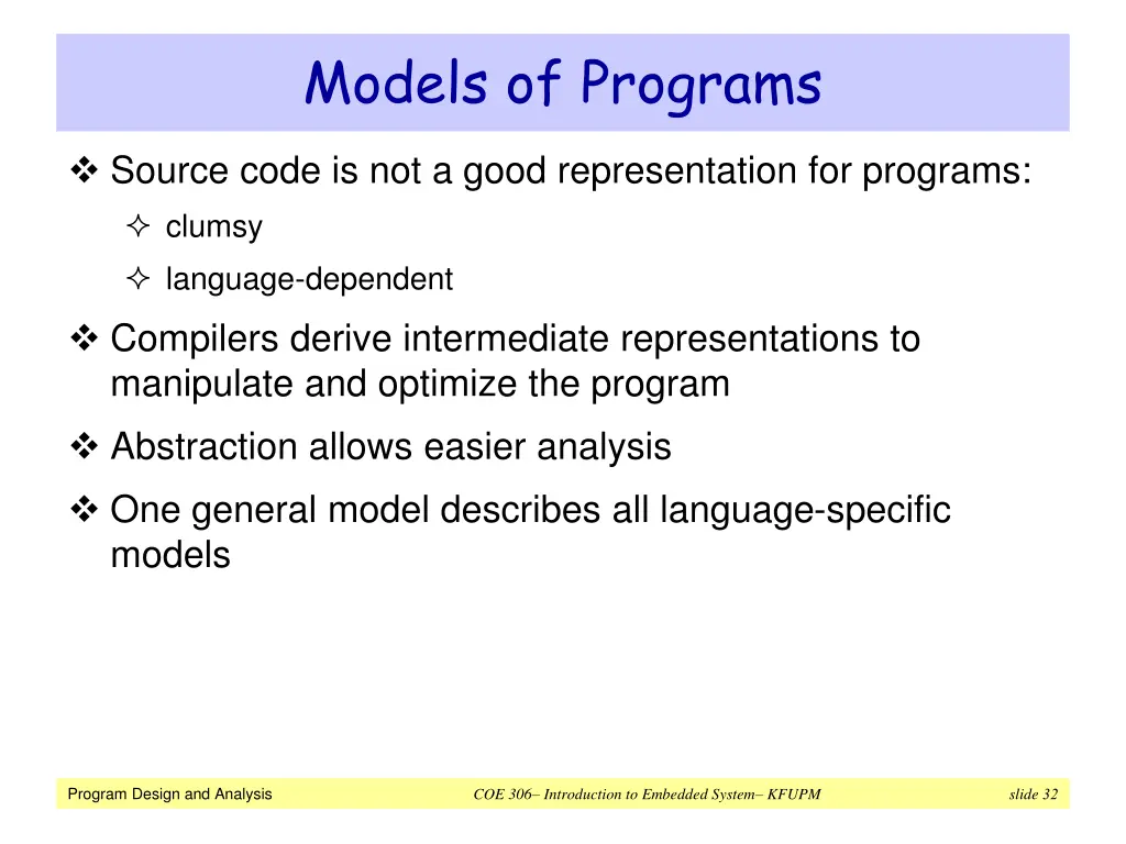 models of programs