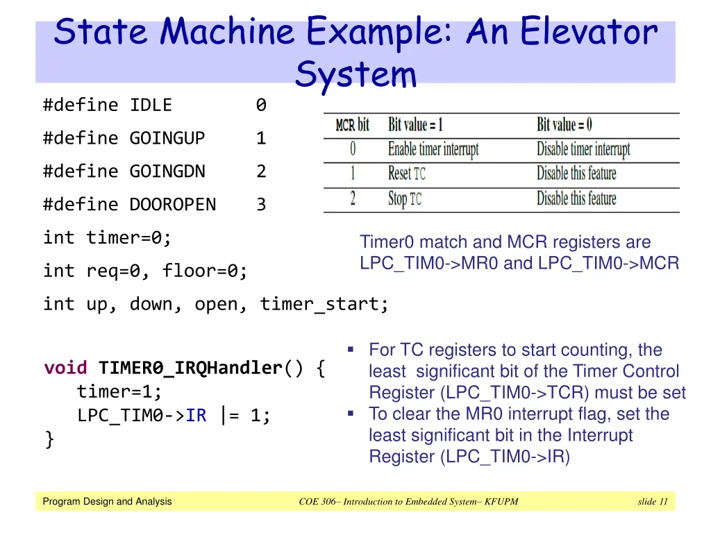 state machine example an elevator system define