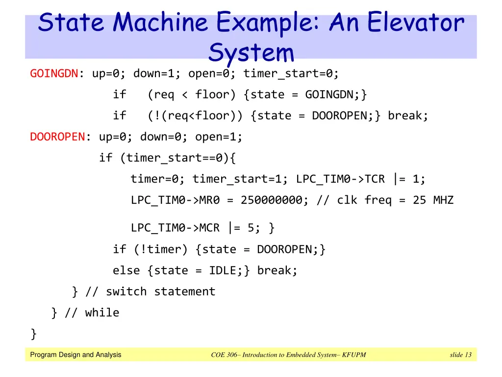 state machine example an elevator system goingdn