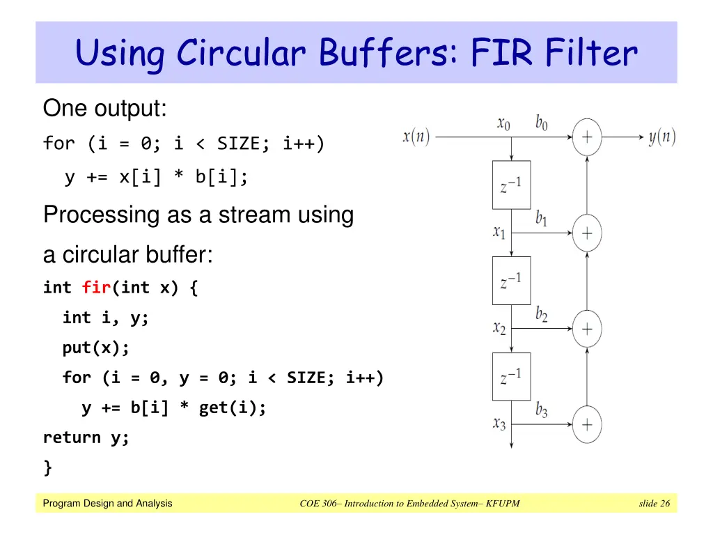 using circular buffers fir filter