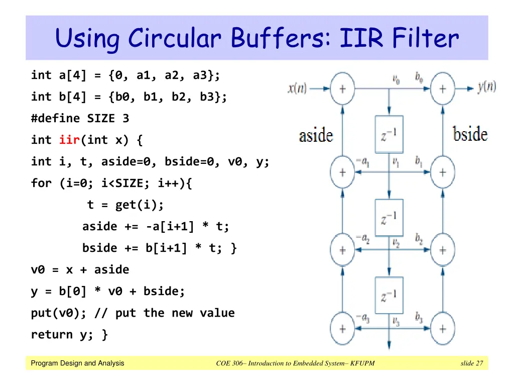 using circular buffers iir filter