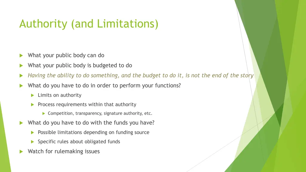 authority and limitations