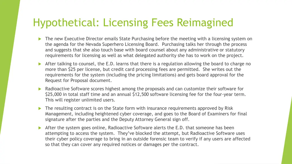 hypothetical licensing fees reimagined