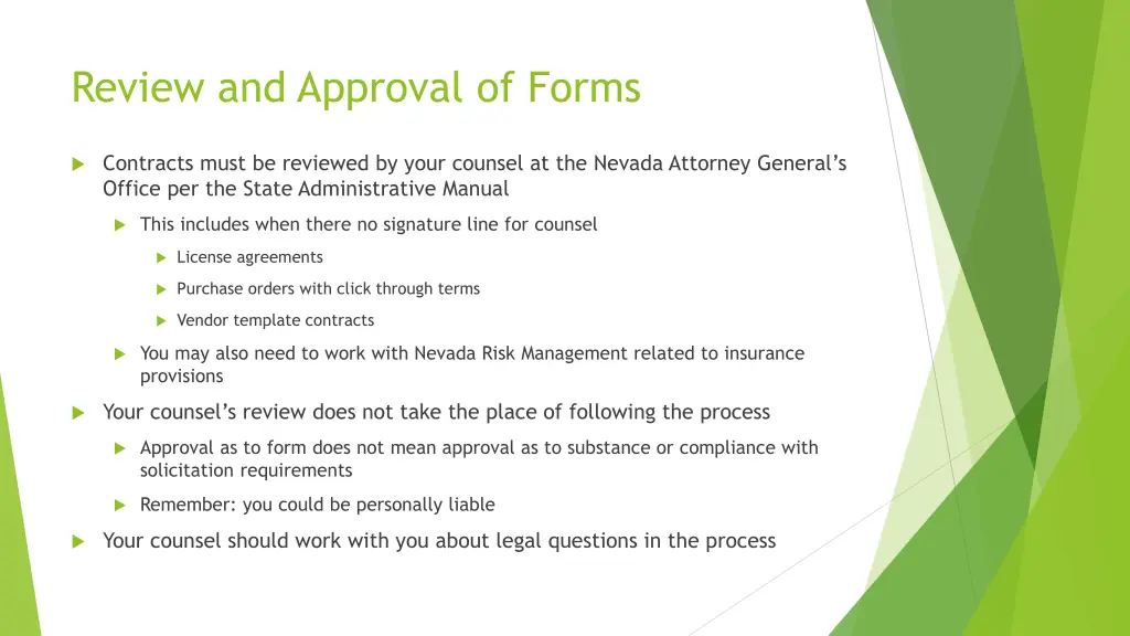 review and approval of forms