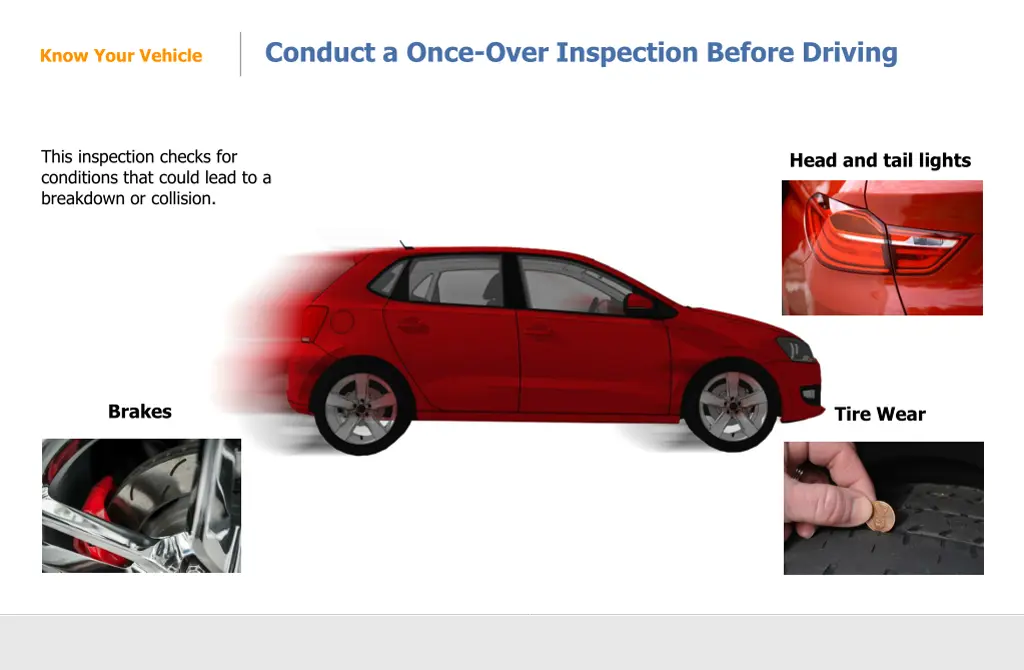 conduct a once over inspection before driving