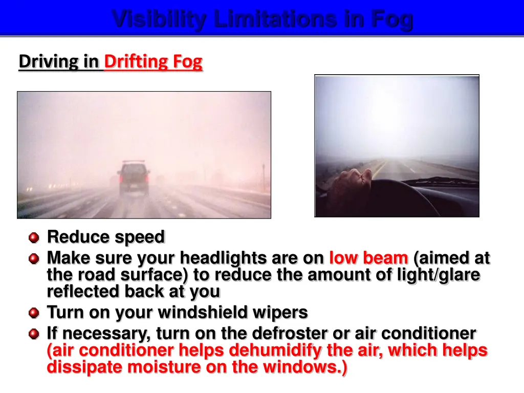 visibility limitations in fog