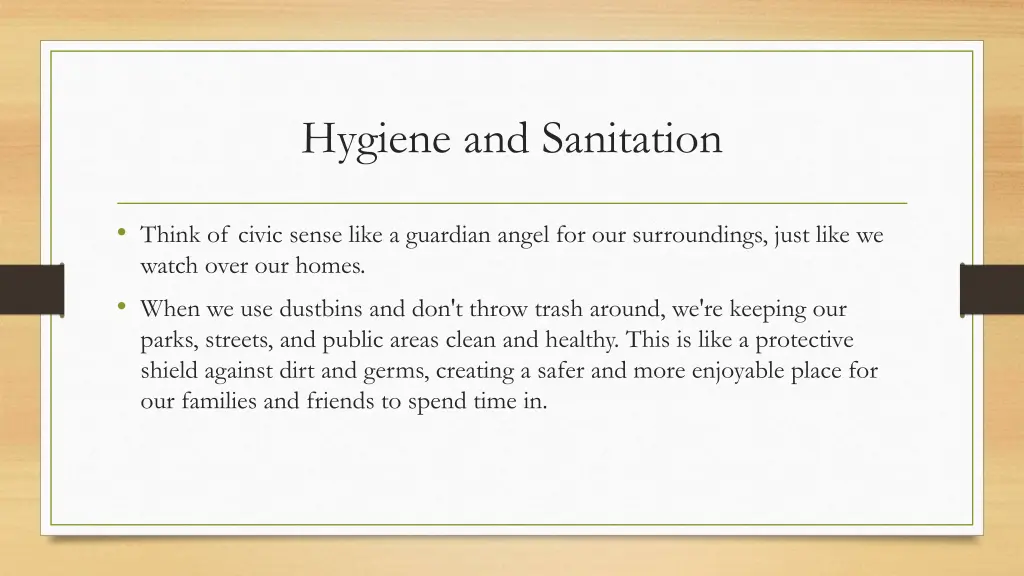 hygiene and sanitation