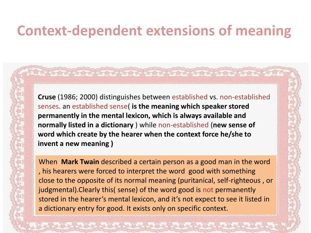 context dependent extensions of meaning