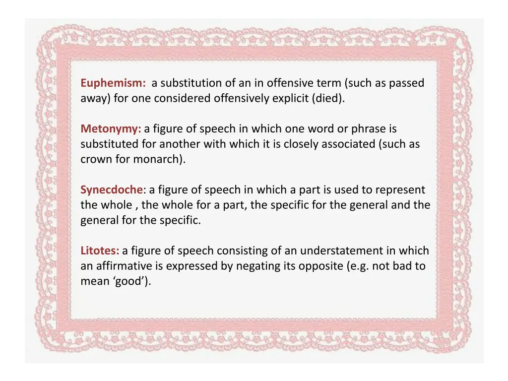 euphemism a substitution of an in offensive term