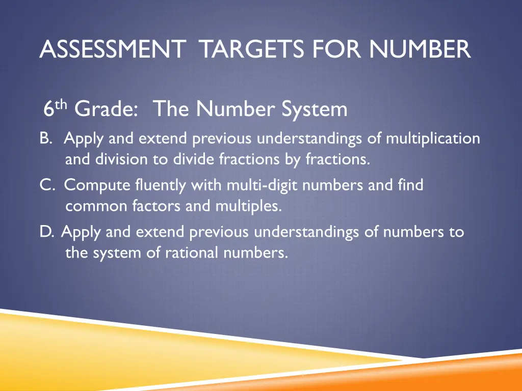 assessment targets for number