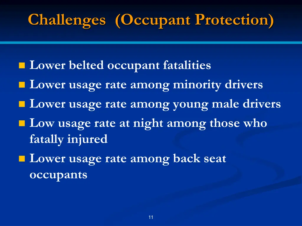 challenges occupant protection