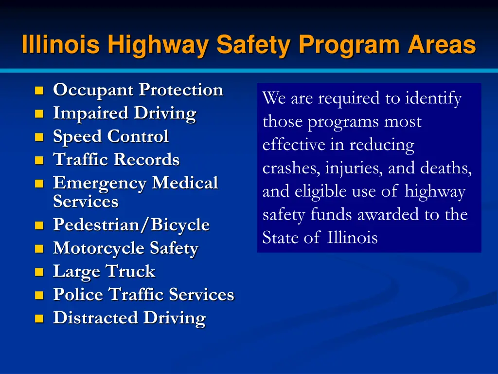 illinois highway safety program areas