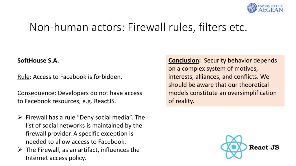 non human actors firewall rules filters etc