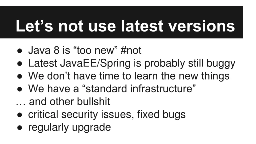 let s not use latest versions