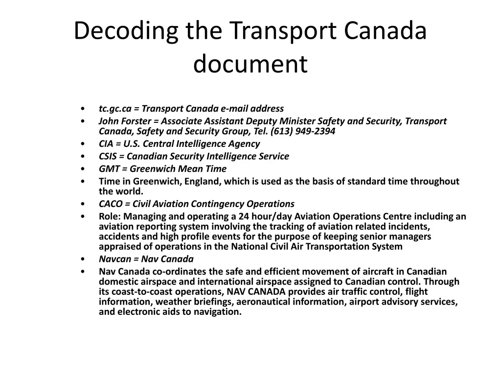 decoding the transport canada document