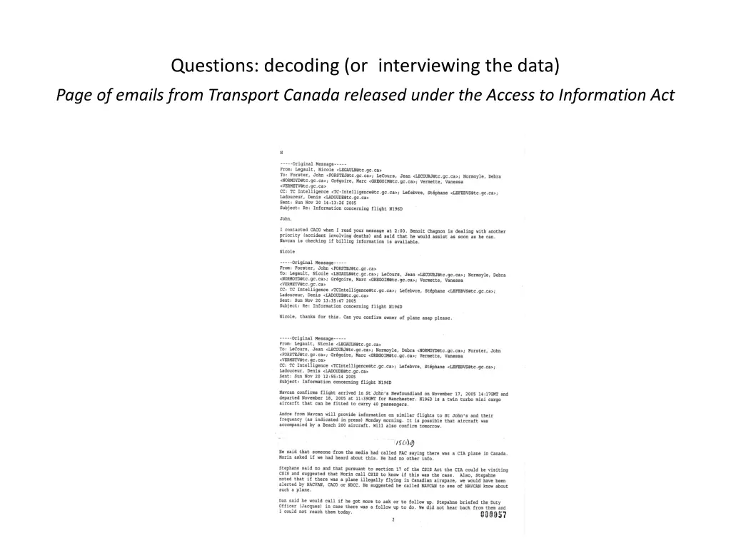 questions decoding or interviewing the data