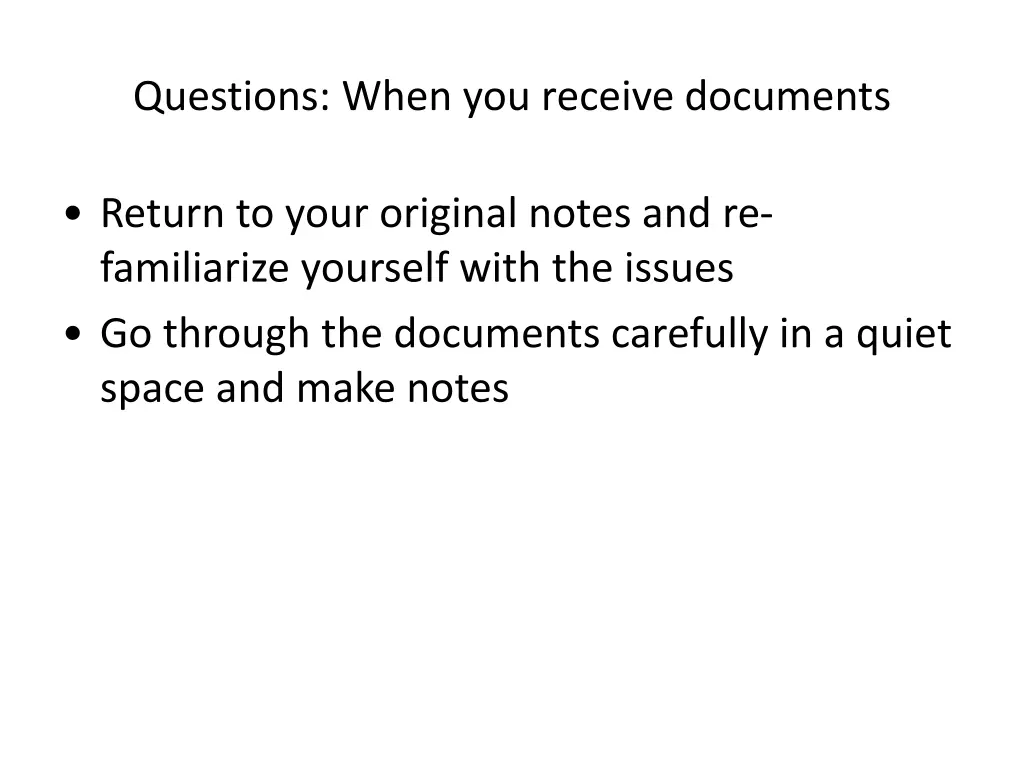 questions when you receive documents