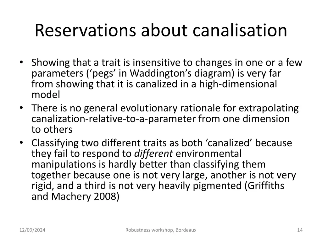 reservations about canalisation 1