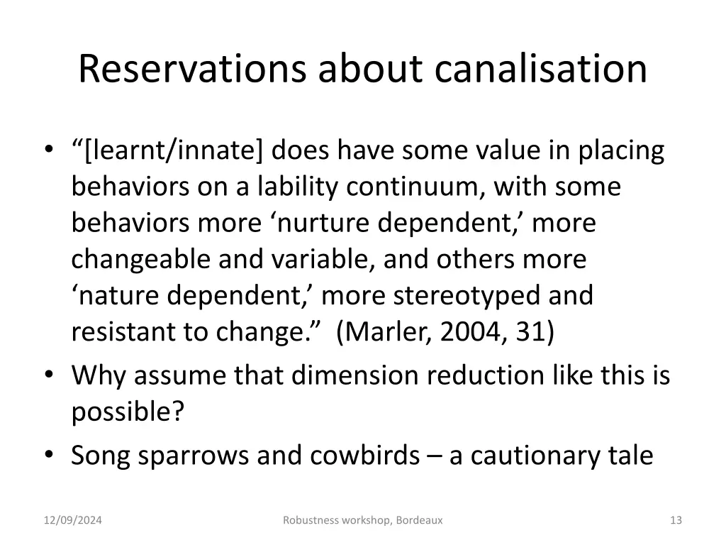 reservations about canalisation