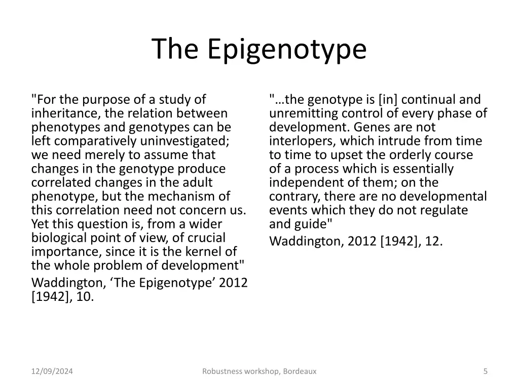 the epigenotype