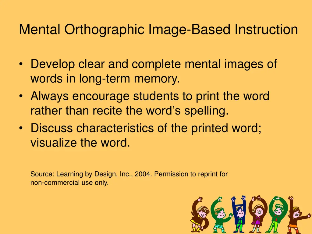 mental orthographic image based instruction