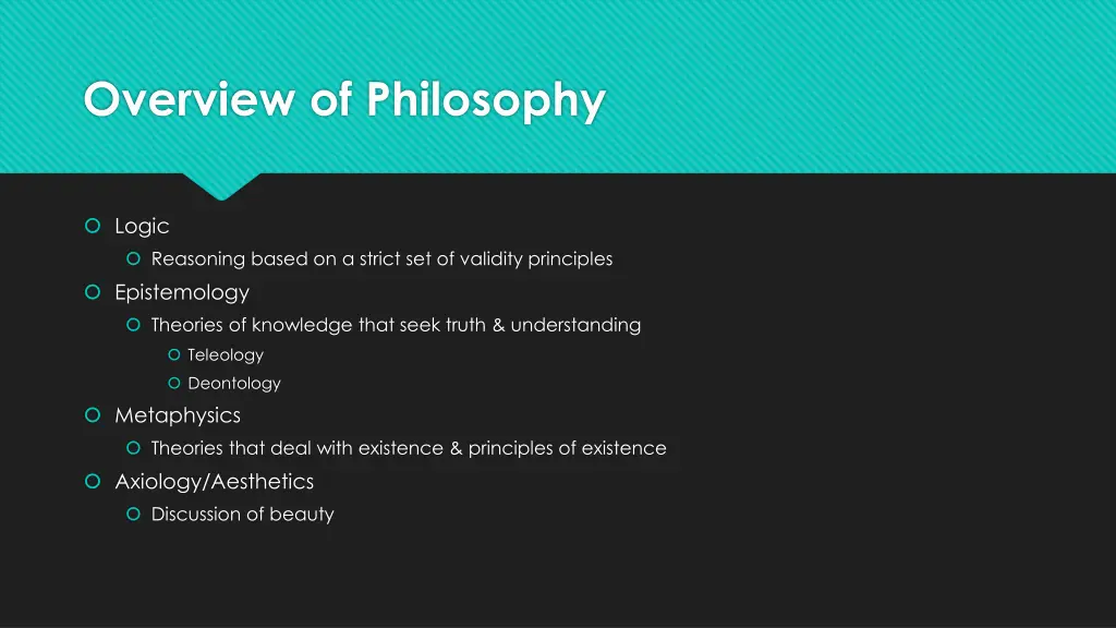 overview of philosophy