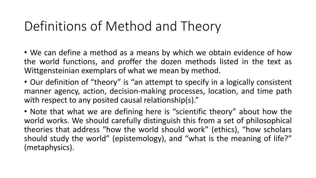 definitions of method and theory