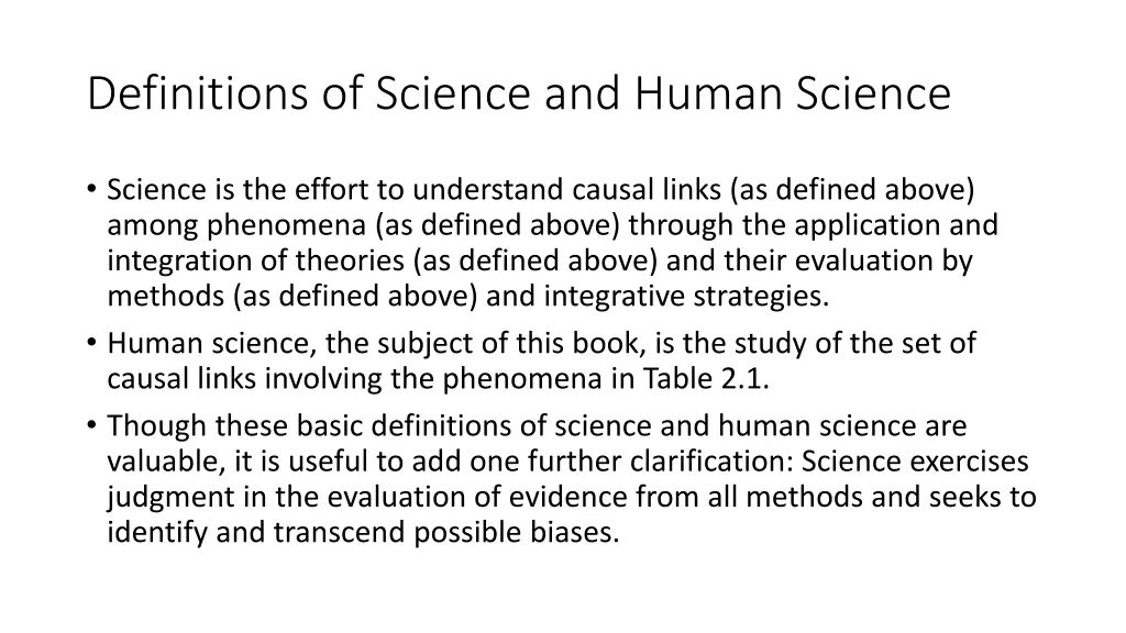 definitions of science and human science