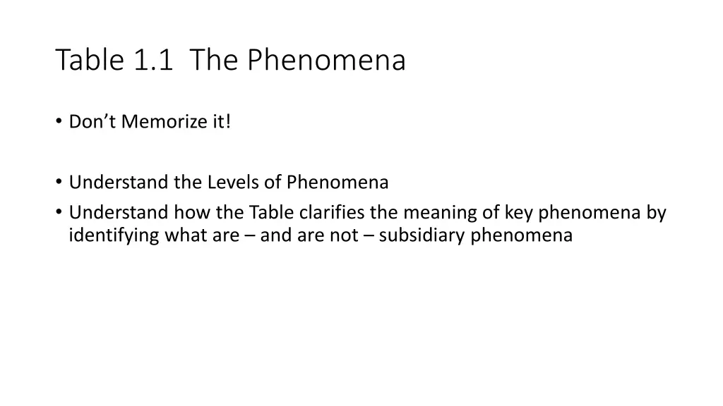 table 1 1 the phenomena