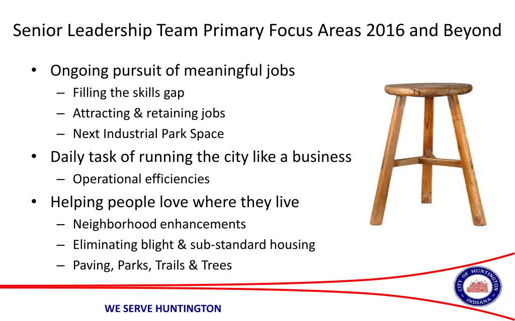 senior leadership team primary focus areas 2016