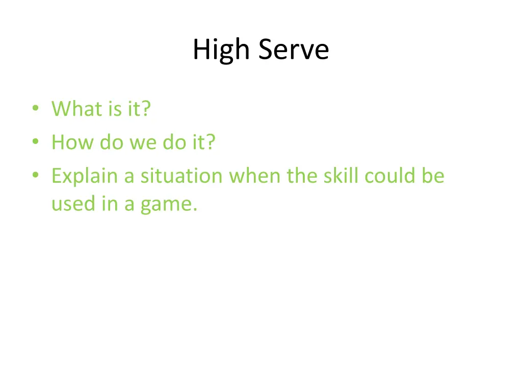 high serve