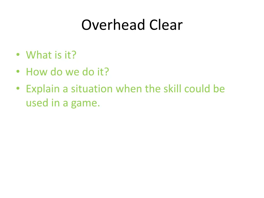 overhead clear