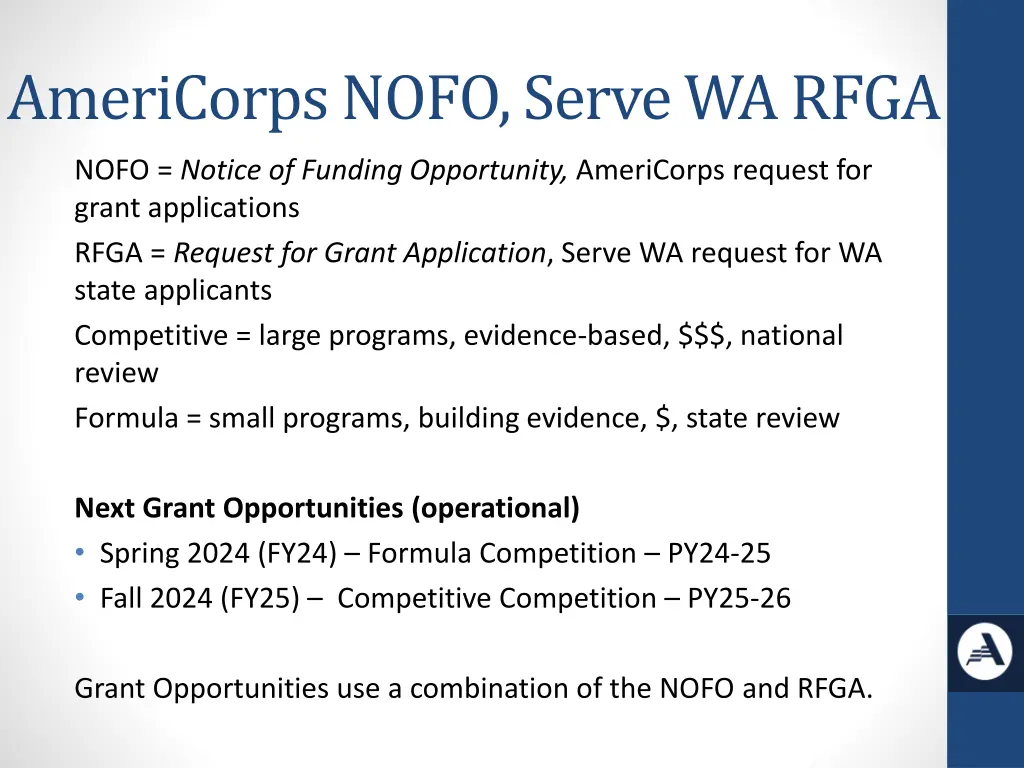 americorps nofo serve wa rfga