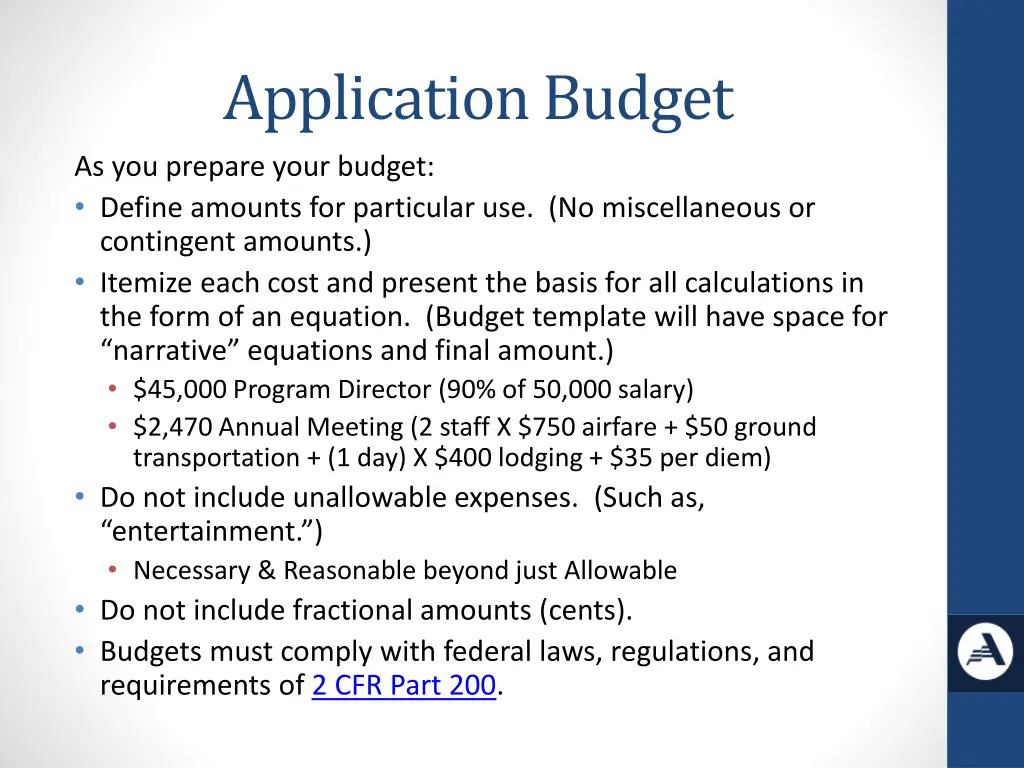 application budget 1