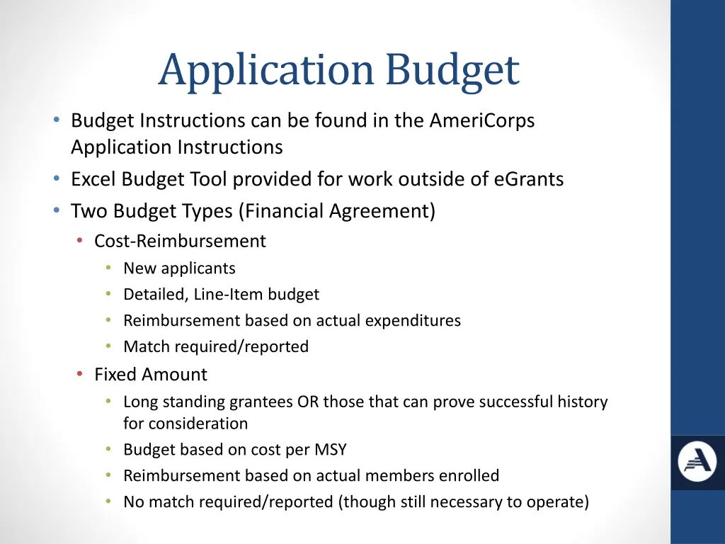 application budget