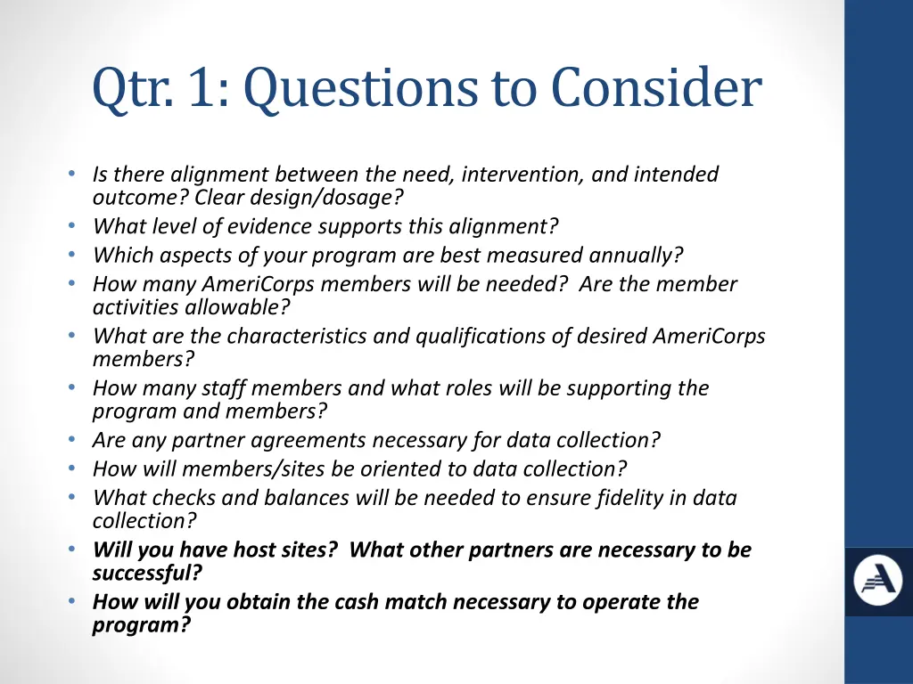 qtr 1 questions to consider