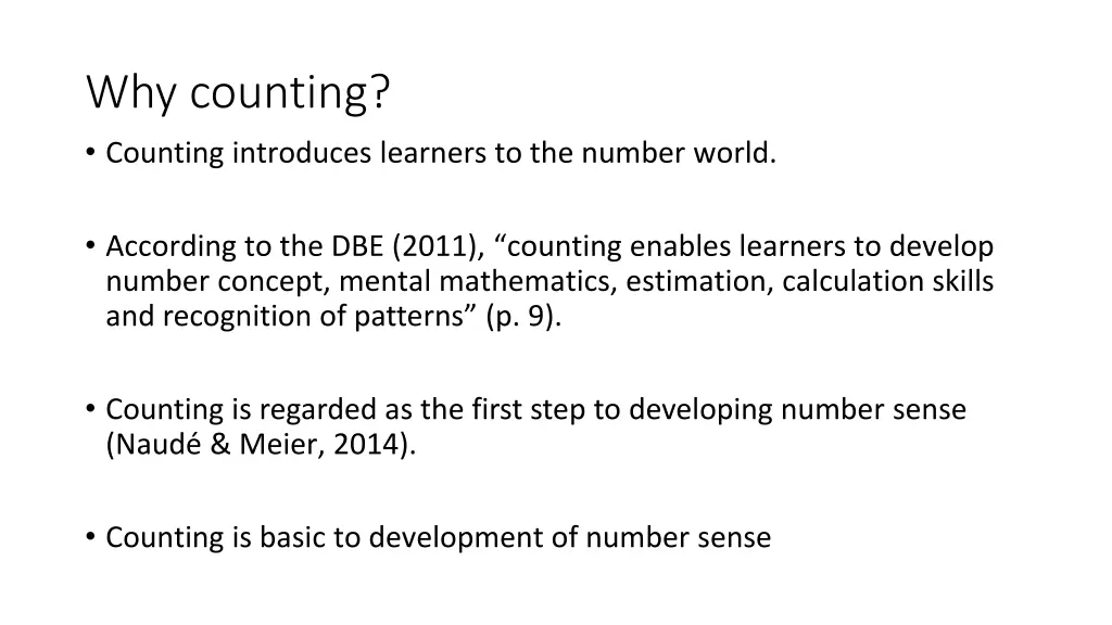 why counting counting introduces learners