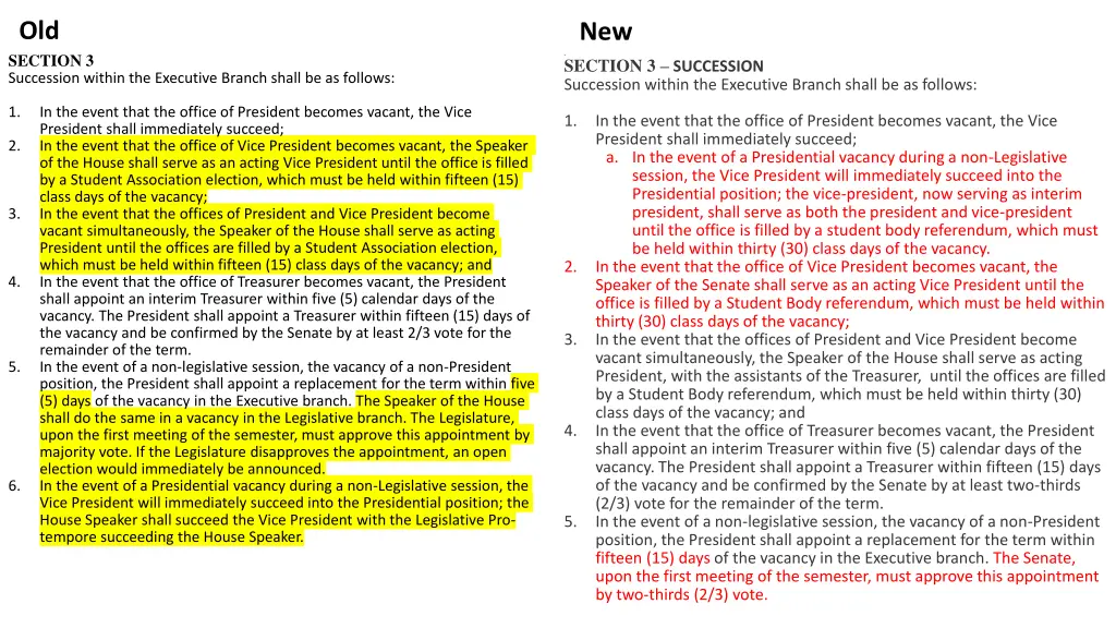 old section 3 succession within the executive