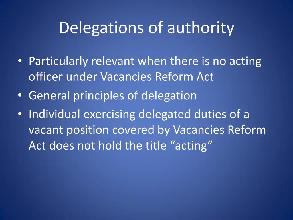 delegations of authority