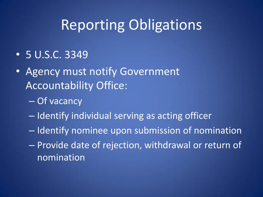 reporting obligations