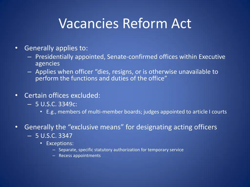 vacancies reform act