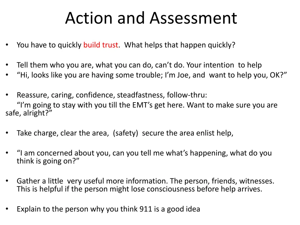 action and assessment