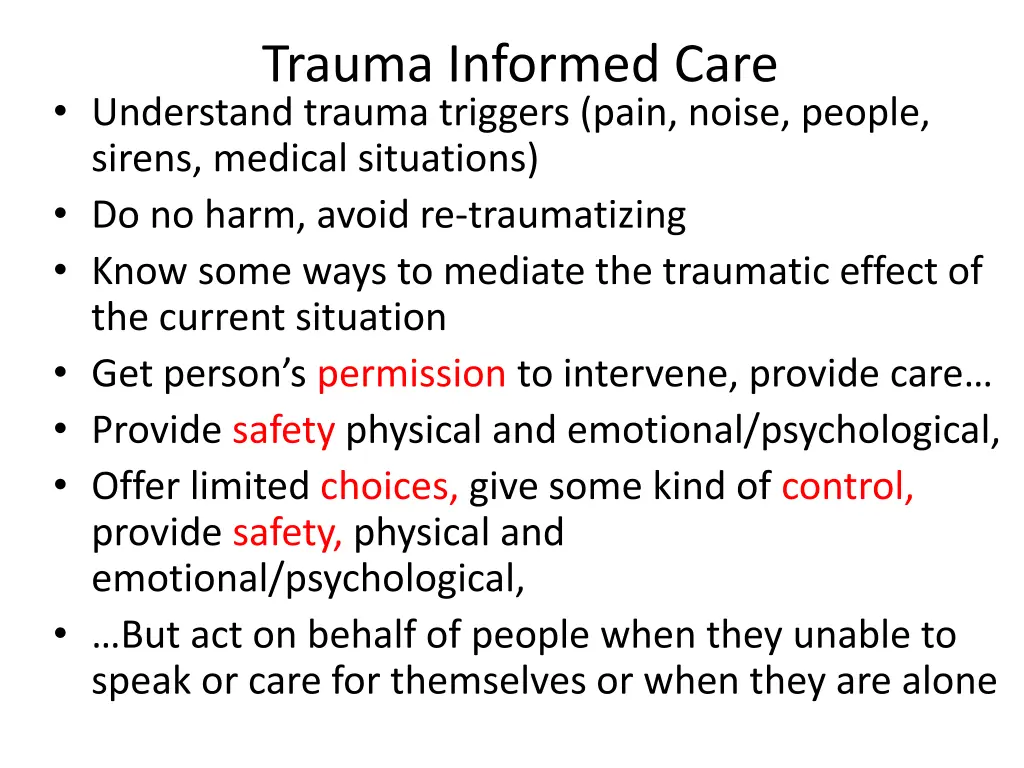 trauma informed care understand trauma triggers