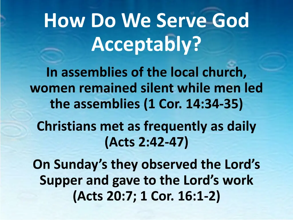 how do we serve god acceptably 2