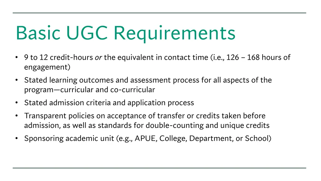 basic ugc requirements