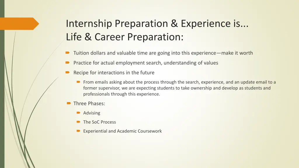 internship preparation experience is life career